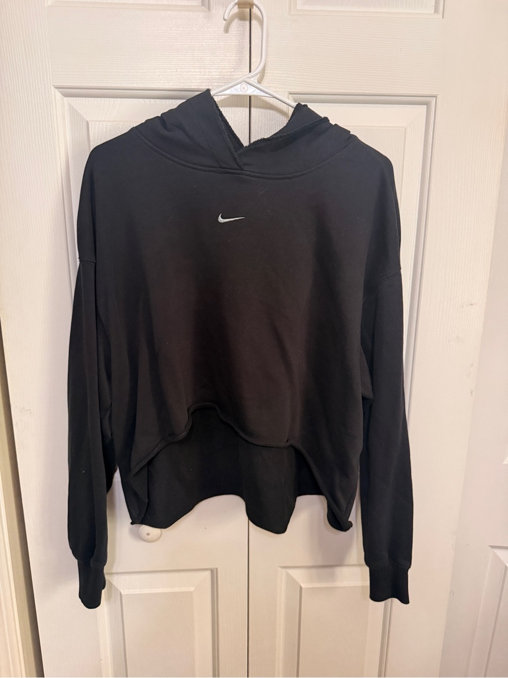 Nike Black Cropped Pullover Hoodie with Small Swoosh